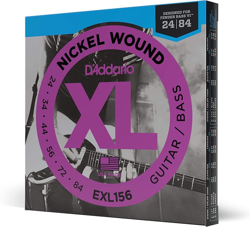 Guitar Strings - XL Nickel Electric Guitar Strings - EXL156 - Perfect Intonation, Consistent Feel, Reliable Durability - For 6 String Guitars - 24-84 Fender Bass VI