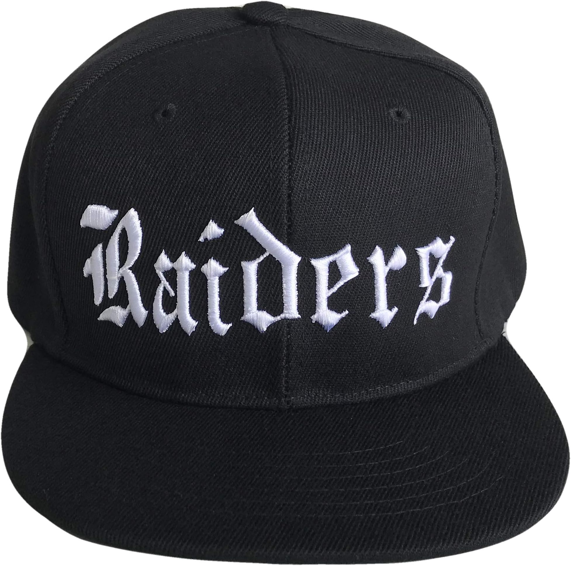 Raiders Old English Flat Bill Snapback Flat Bill Oakland Cap (One Size, Black/White)