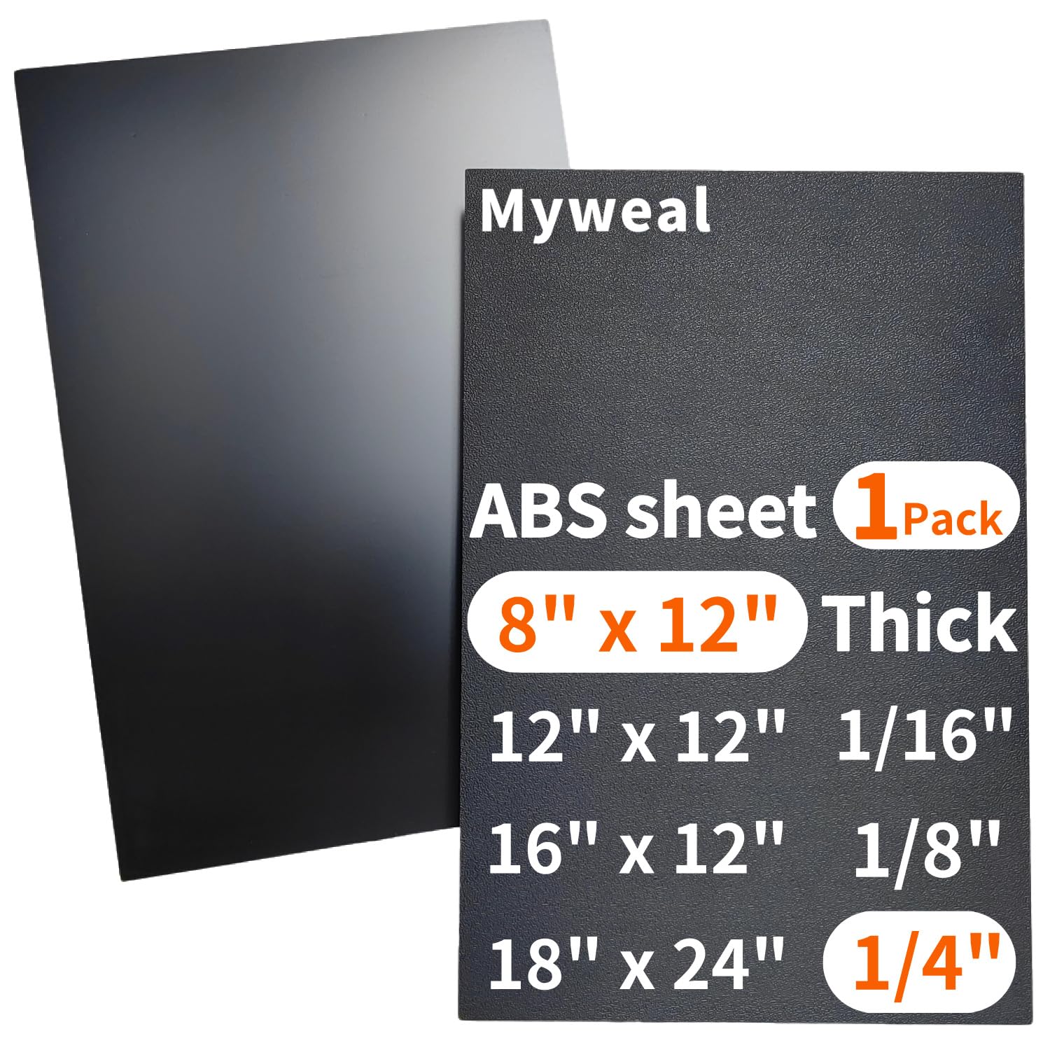 Black ABS Plastic Sheet - 8" x 12" -13