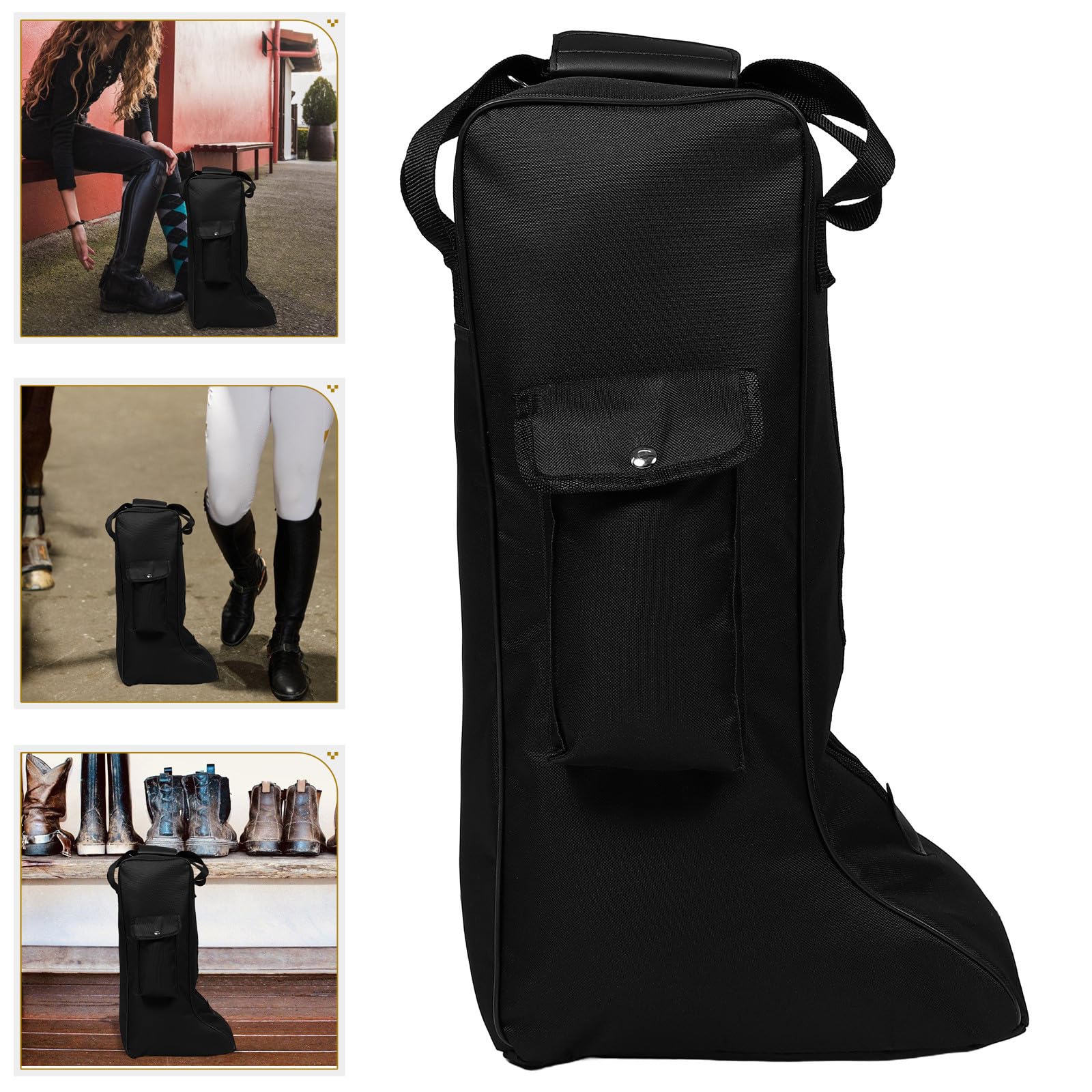 VALICLUD Borsa Porta Stivali da Equitazione per Stivali Alti, Oxford Cloth, Tasca Frontale, Nero, Protegge dagli Sporchi, per Trekking e Sci