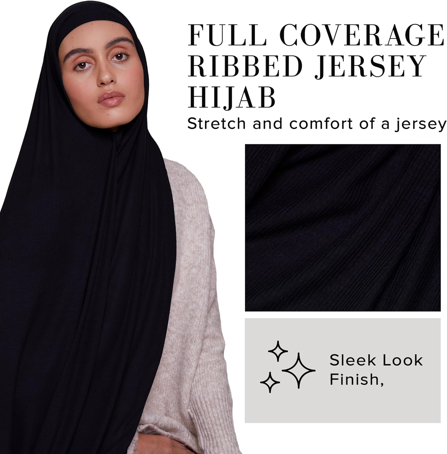 VOILE CHIC Ribbed Jersey Hijab Scarf for Women - Head Scarf for Women - Image 4