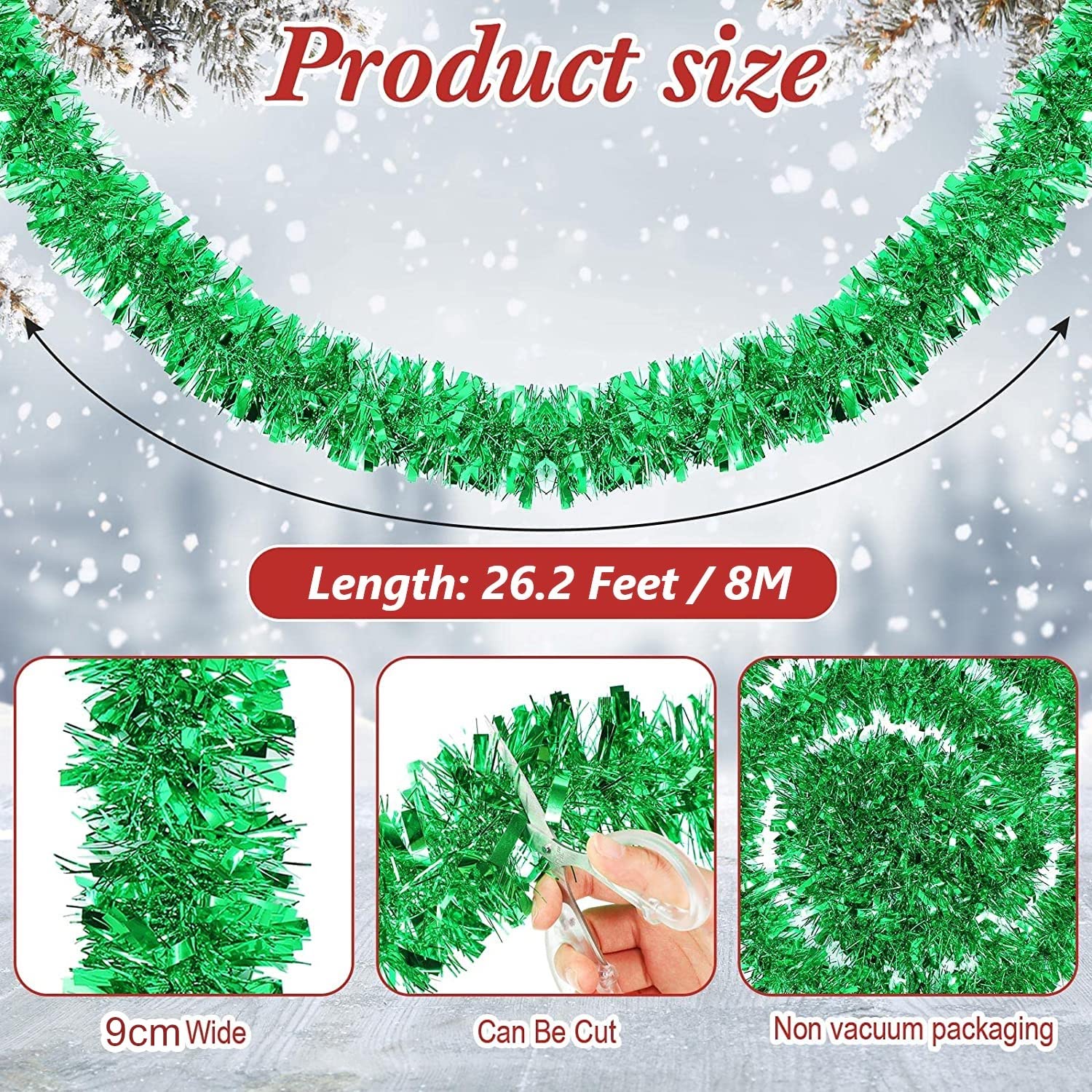 KAHEIGN 8M Christmas Tinsel Garland - Image 4