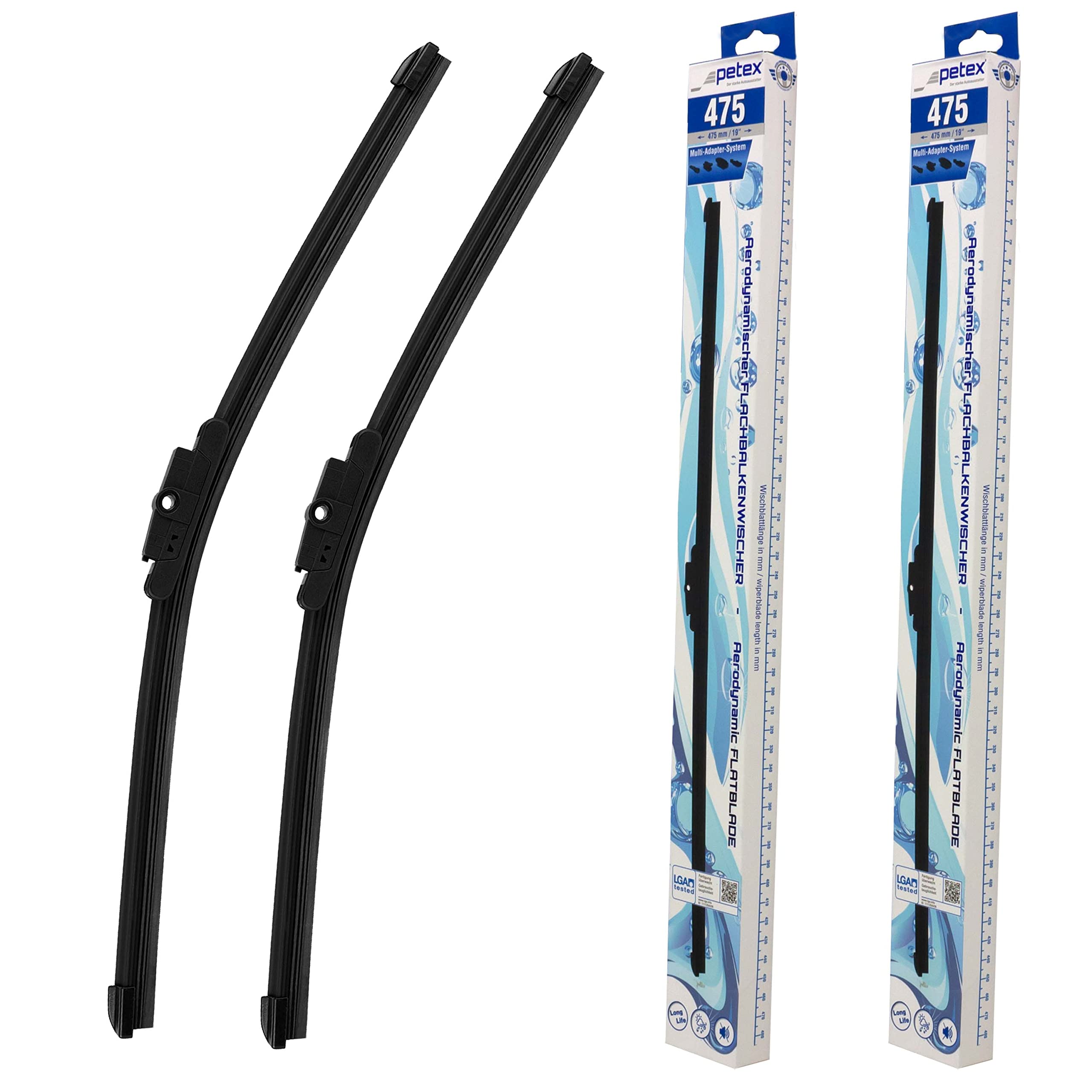 PETEX Windscreen Wipers Length 475 mm / 475 mm - Front Windscreen Set