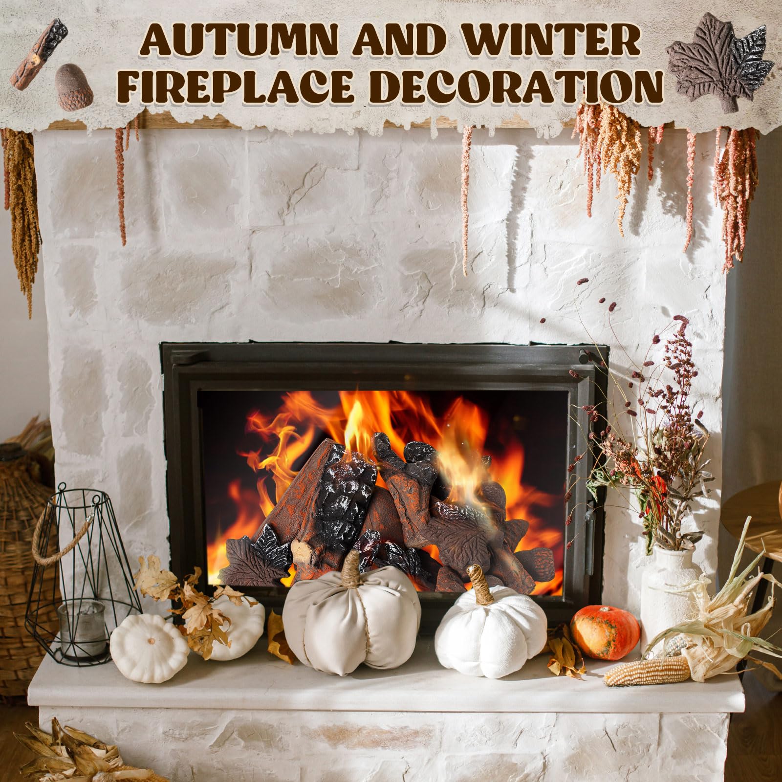 Amazon.com: Yalikop 20pcs Ceramic Logs Set for Gas Fireplace Fake