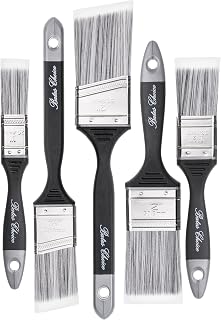 BatesChoice Paint Brushes 5-Pack: Synthetic Bristles, Flat & Angle 1-2" for Walls, Trim - Streak-Free Precision