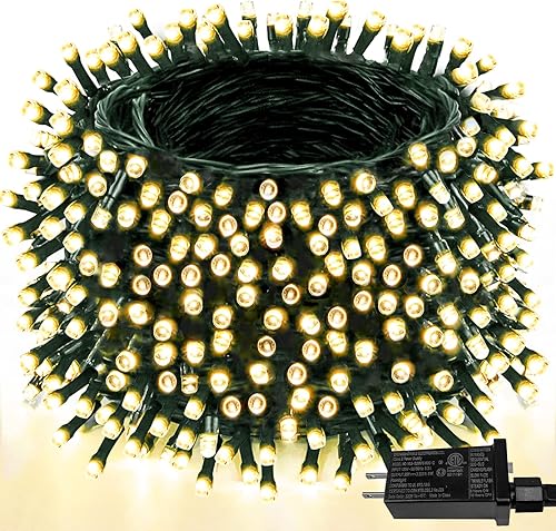 Guirnalda de luces LED, 264 pies, 800 luces, exteriores e interiores, temporizador, función de memoria, 8 modos, cable verde, impermeable, árbol de
