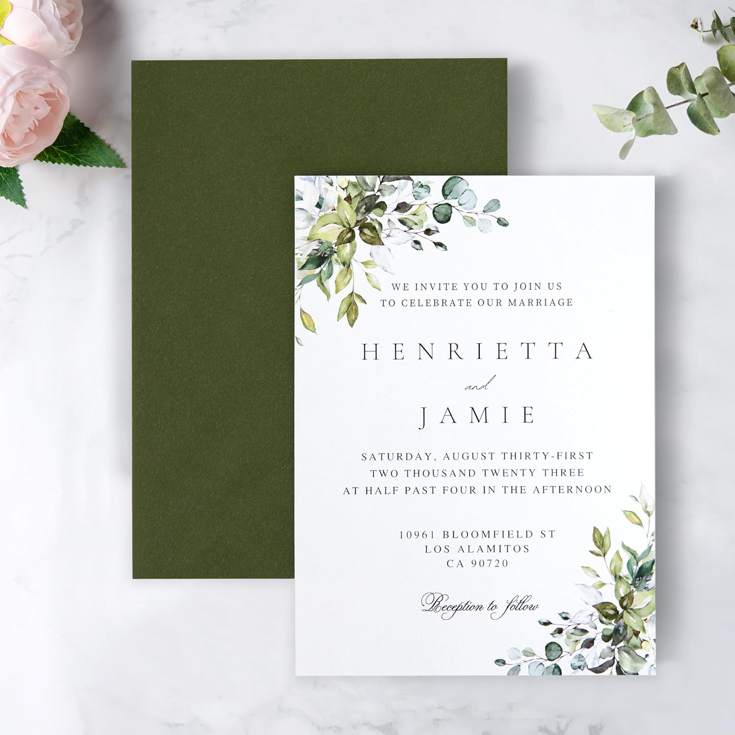 PONATIA 50PCS A7 Euro Flap Envelopes, 5.25 x 7.25'' Envelope for 5x7'' Weddings Invitation Cards, Christmas Gift Cards, Acrylic Invitations, Photos (Olive Green (No Liner))