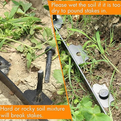 Miniatura 8 de Estacas para bordes de paisaje, 100 estacas de jardín de plástico de 8 pulgadas, picos de anclaje de nailon en espiral para bordes de pavimentación,