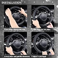 Vista 5 de CAR PASS Funda para volante de cuero con diamantes brillantes, con cristales centelleantes y estrás brillantes, ajuste universal de 14"1/2-15