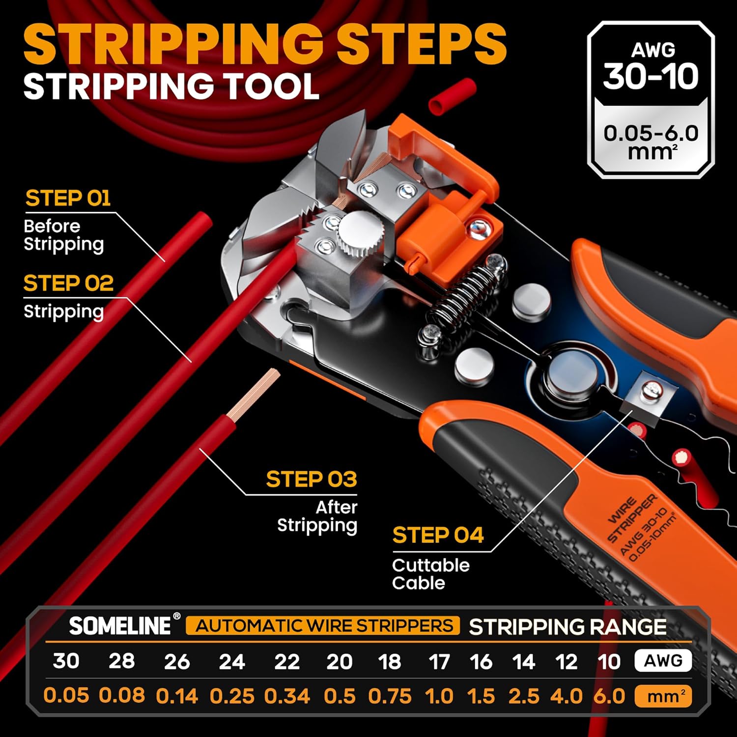 SOMELINE Ferrule Hexagonal Crimping Tool Kit, 36 Sizes Ferrules, AWG 24-8 Ferrule Crimper, with Hexagonal Crimper and Automatic Wire Stripper, Ferrule Terminal Assortment Kit (Stackable Tool Box)