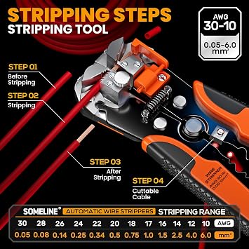 SOMELINE Hex Ferrule Crimping Tool Kit, 36 Sizes 1775 PCS, 24-8 AWG Crimper | Insulated, Non-insulated & Twin Wire Ferrule Terminals, with Automatic Wire Stripper, for Cables, Car Audio & DIY Electronics