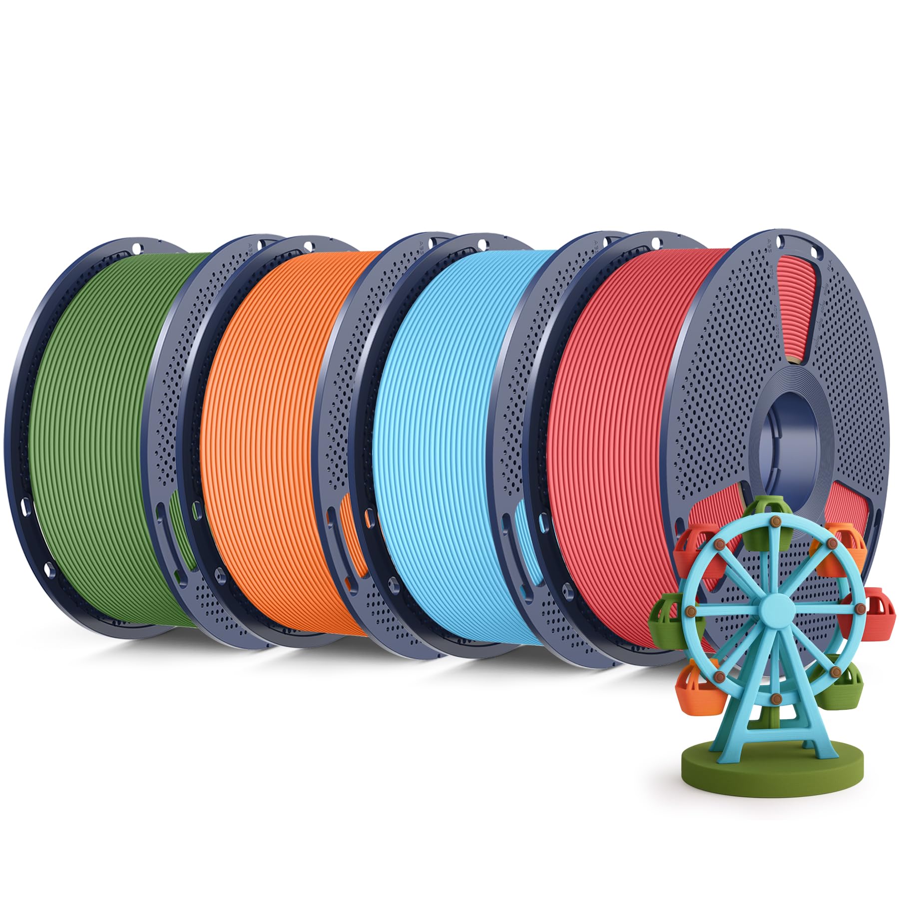 SUNLU Filamento in PLA opaco ad alta velocità da 4 kg, 1,75 mm, filamento in PLA opaco per stampa ad alta velocità da 30-600 mm/s, bobina da 1 kg, confezione da 4, rosso ciliegia, blu cielo, verde
