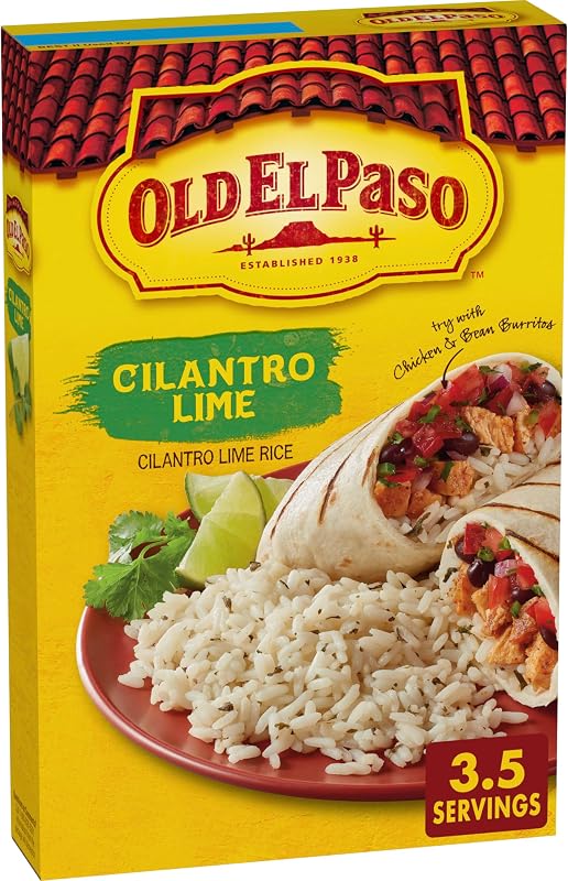 Arroz sazonado con lima y cilantro Old El Paso, guarnición, 6.2 oz | Arroz esponjoso con condimento de cilantro y lima, preparado para estufa o microondas, combina con tacos, burritos y enchiladas