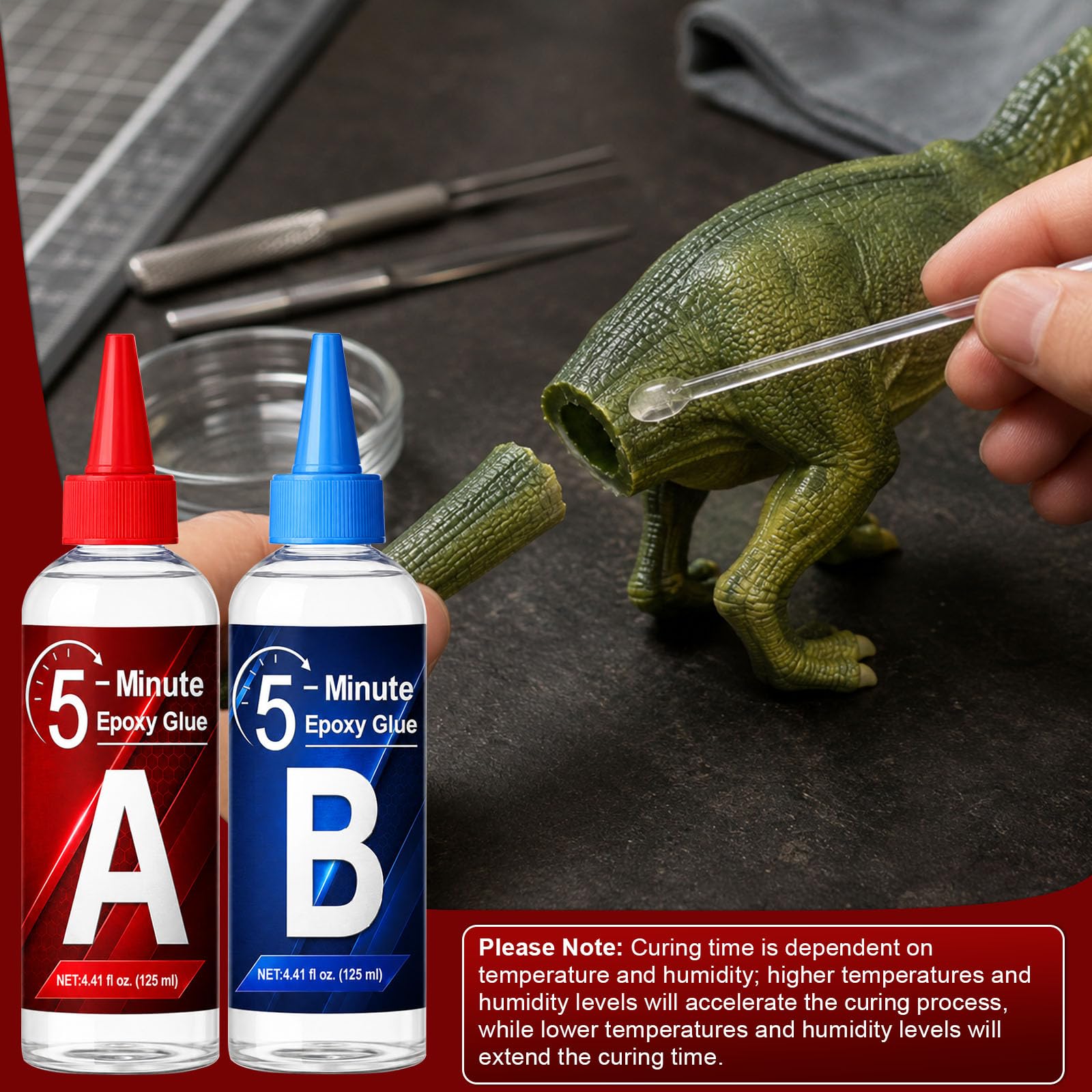5 Minutes Colle Epoxy 250ml, Transparent Ténacité Haute Résistance Durable, Colle bi Composant Pour la Réparation de Carreaux, Métal, Céramique, Plastique, Bois