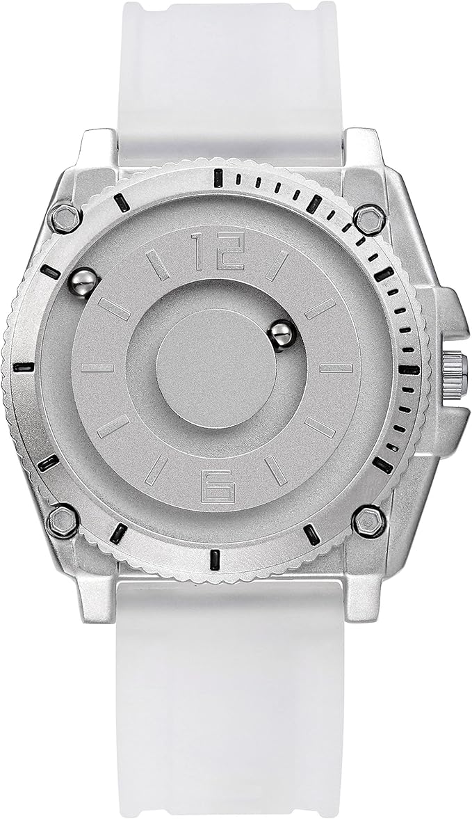 EUTOUR Orologio Uomo Magnetico A 2 Sfere Fluttuanti - Design Futuristico, Cassa 40mm, Movimento Quarzo, Cinturino Regolabile, Con Scatola Regalo - 3