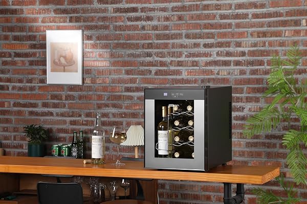 Barcool VINO12 – Table-Top Wine Fridge Black | 5-18°C | Wine Cooler | LED + Digital Display | Glass Door Drinks Cellar | Single-Zone - 2
