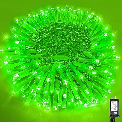 Miniatura 27 de Guirnalda de luces navideñas con 300 LEDs, 99 pies, para interiores y exteriores, cable transparente, impermeable, 8 modos, conectables, decoración