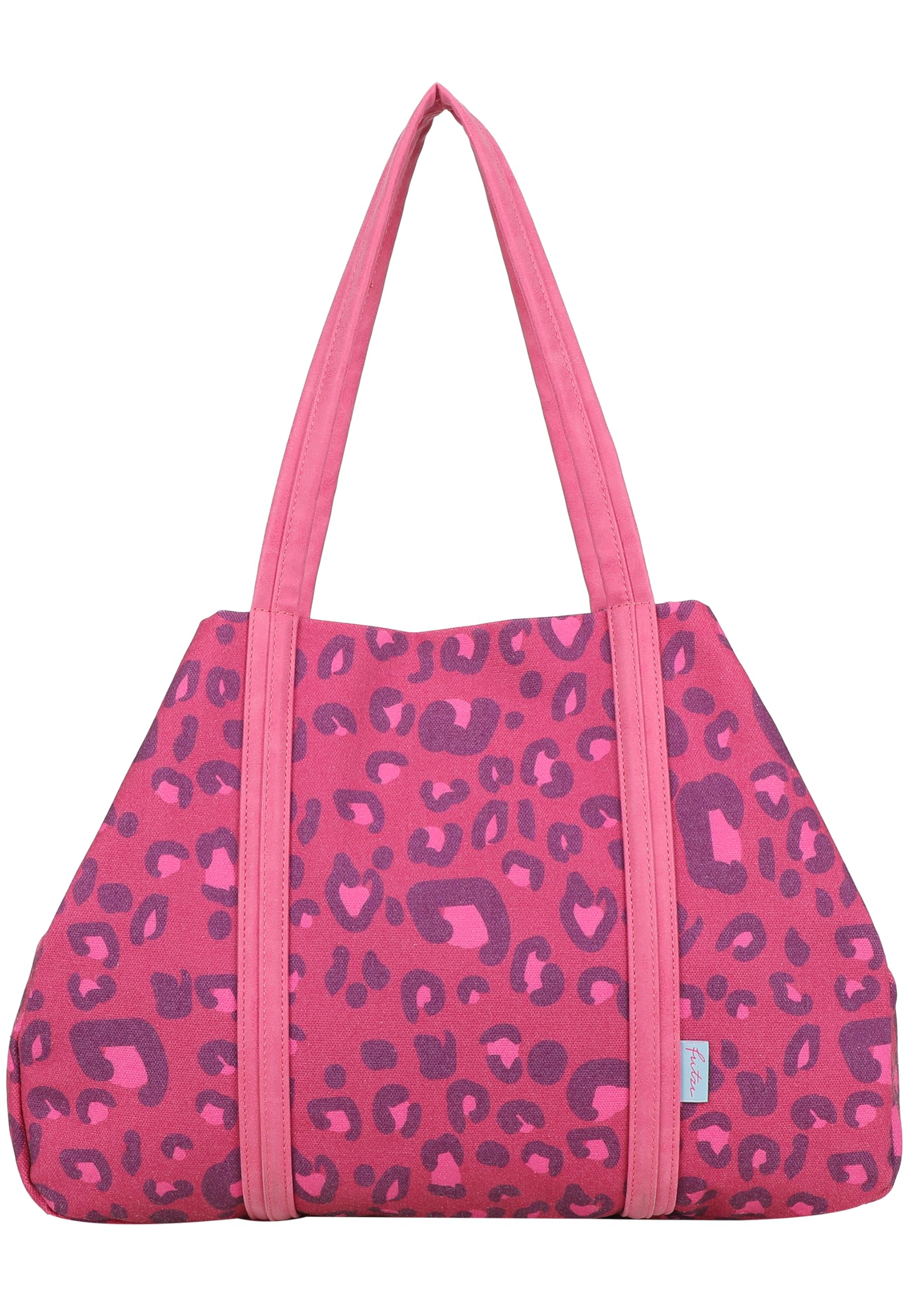 Fritzi Simply Shopper Leo Canvas Women's Shopper Handbag Festival City Vegan Leopard Print Zip 29 x 44 x 16 cm - Pink, Olive, Beige, pink, Einheitsgröße