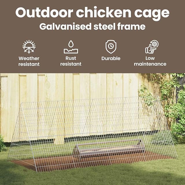 Foto 5 de 8 de vidaXL Jaula para Pollos Plateado 215 x 100 x 85 cm Acero Galvanizado