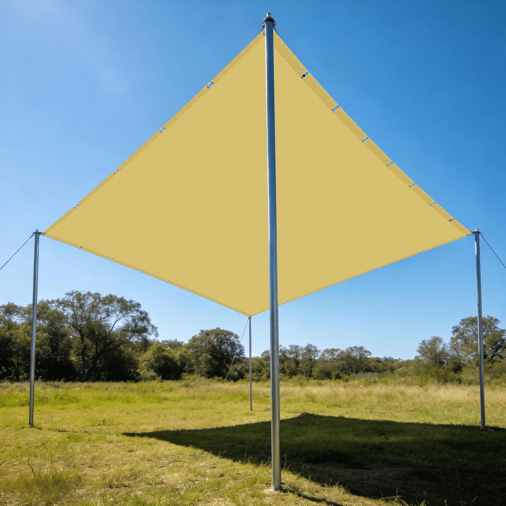Voile d'ombrage rectangulaire 150x360 cm imperméable jaune sable pour jardin