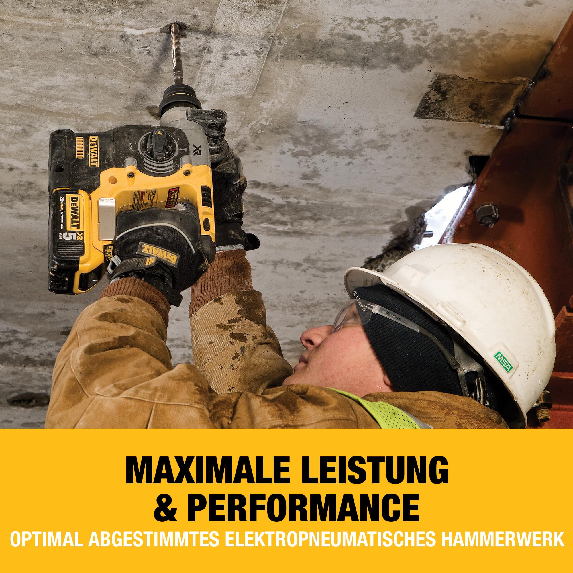 DEWALT SDS-plus XR Akku-Kombihammer/Schlagbohrmaschine (18V, bürstenlos, 24mm, ideal für Bohranker/Befestigungslöcher, Vibrationsreduzierung, ohne Akku & Ladegerät) DCH273N-XJ