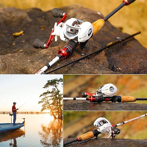Miniatura 7 de Sougayilang Combo de caña de pescar y carrete, caña de pescar mediana pesada con carrete de cebo combo, combo de 2 piezas de cebo