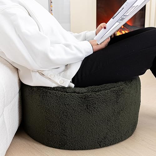 Miniatura 3 de AbunHeri Puf otomano relleno de terciopelo reposapiés, taburete otomano, silla de pie para dormitorio, sala de estar, 20 x 12 pulgadas con relleno