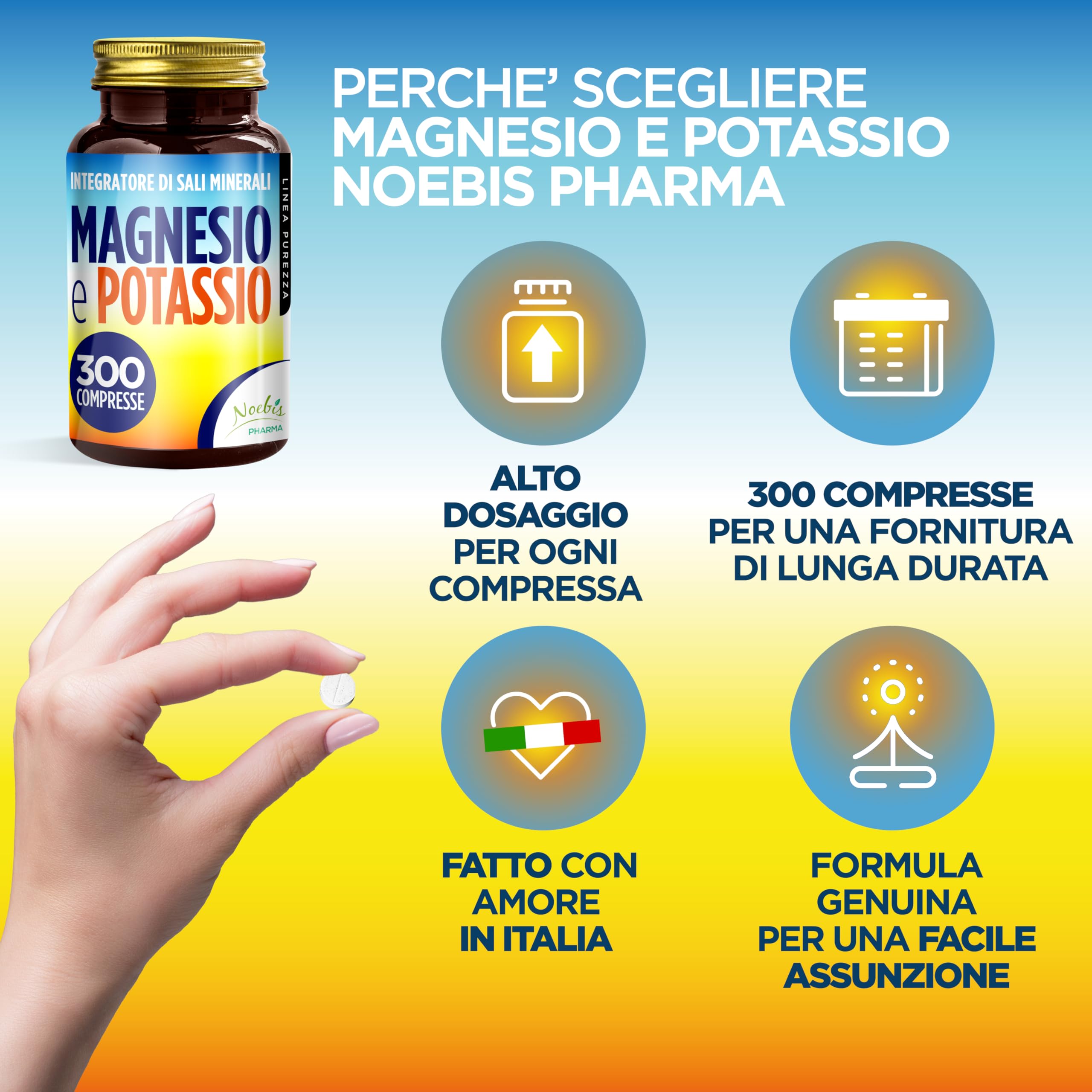 Magnesio e Potassio 900 Compresse - Magnesio Citrato e Potassio Citrato - contro Stanchezza e Fatica Fisica, Caldo, Sali Minerali Organici Altamente Assimilabili - Fornitura di Lunga Durata