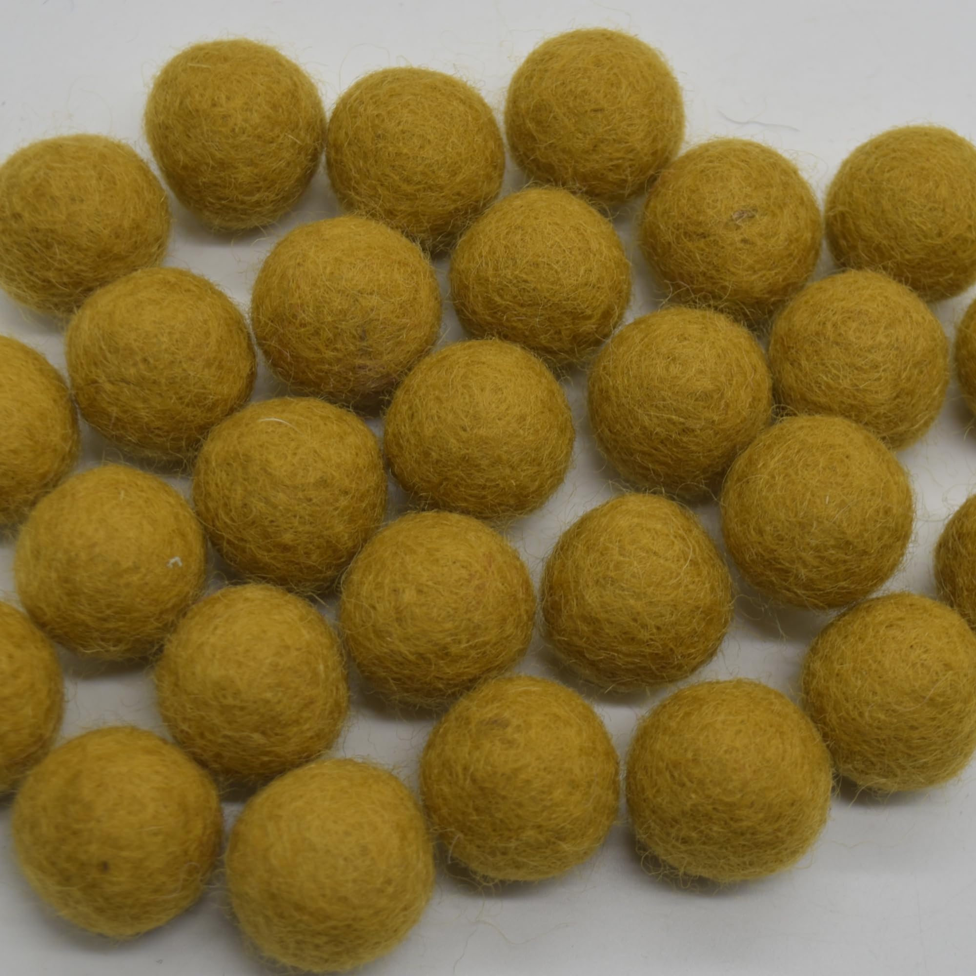 100% Wool Felt Balls 2cm - 100 Count - Dark Goldenrod