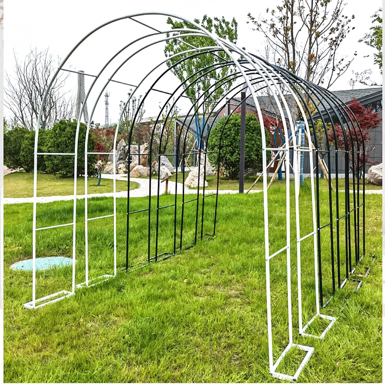 Elegant Metal Pergola Arbor - Garden Arch for Climbing Plants, Wedding Rose Trellis, Patio Lawn Decoration, Weatherproof Bridal Party Archway
