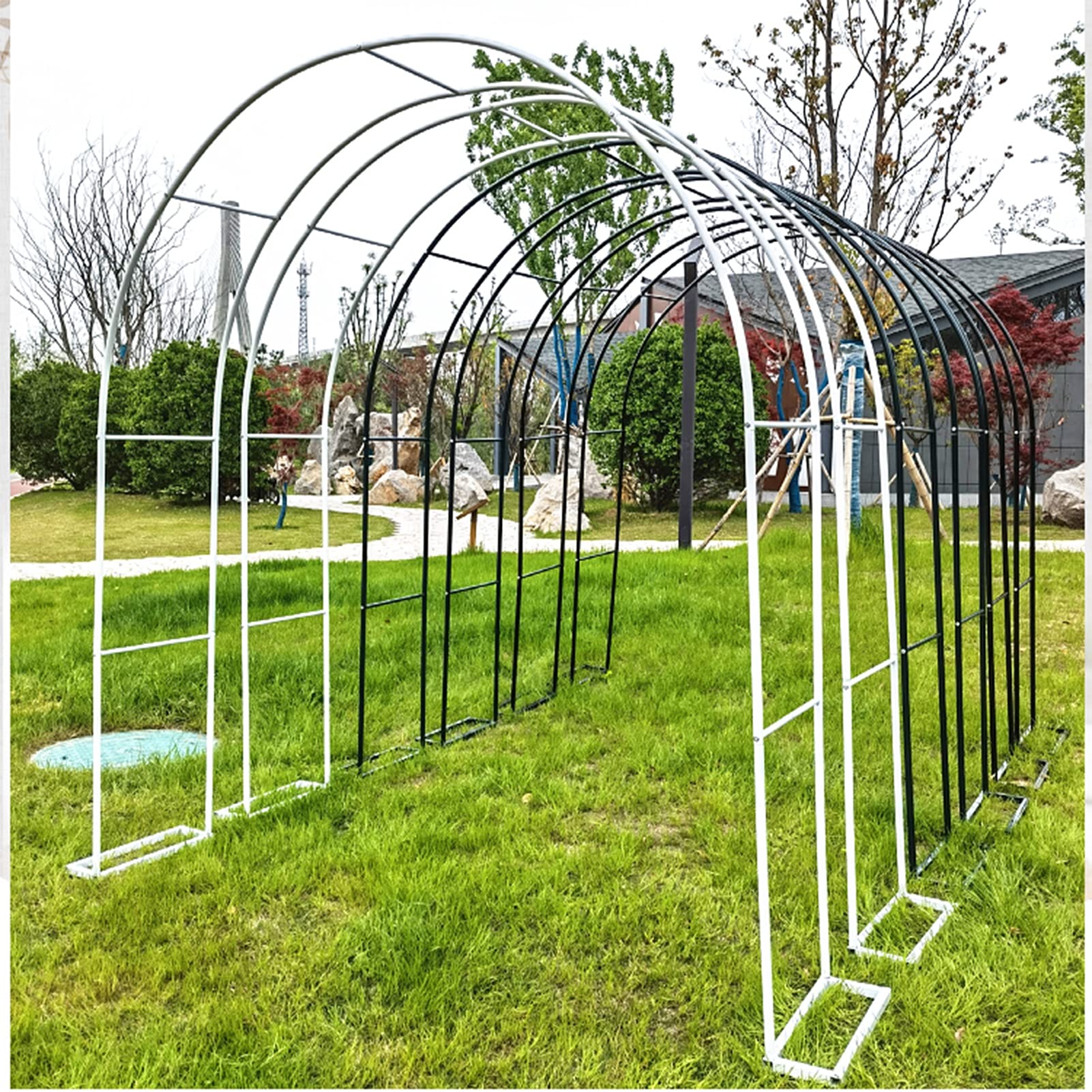 Pergola ogrodowa, odporna na warunki atmosferyczne metalowa pergola – elegancki łuk ogrodowy do roślin pnących, kratka różana na wesela, dekoracja trawnika i tarasu, idealna na wieczór panieński i