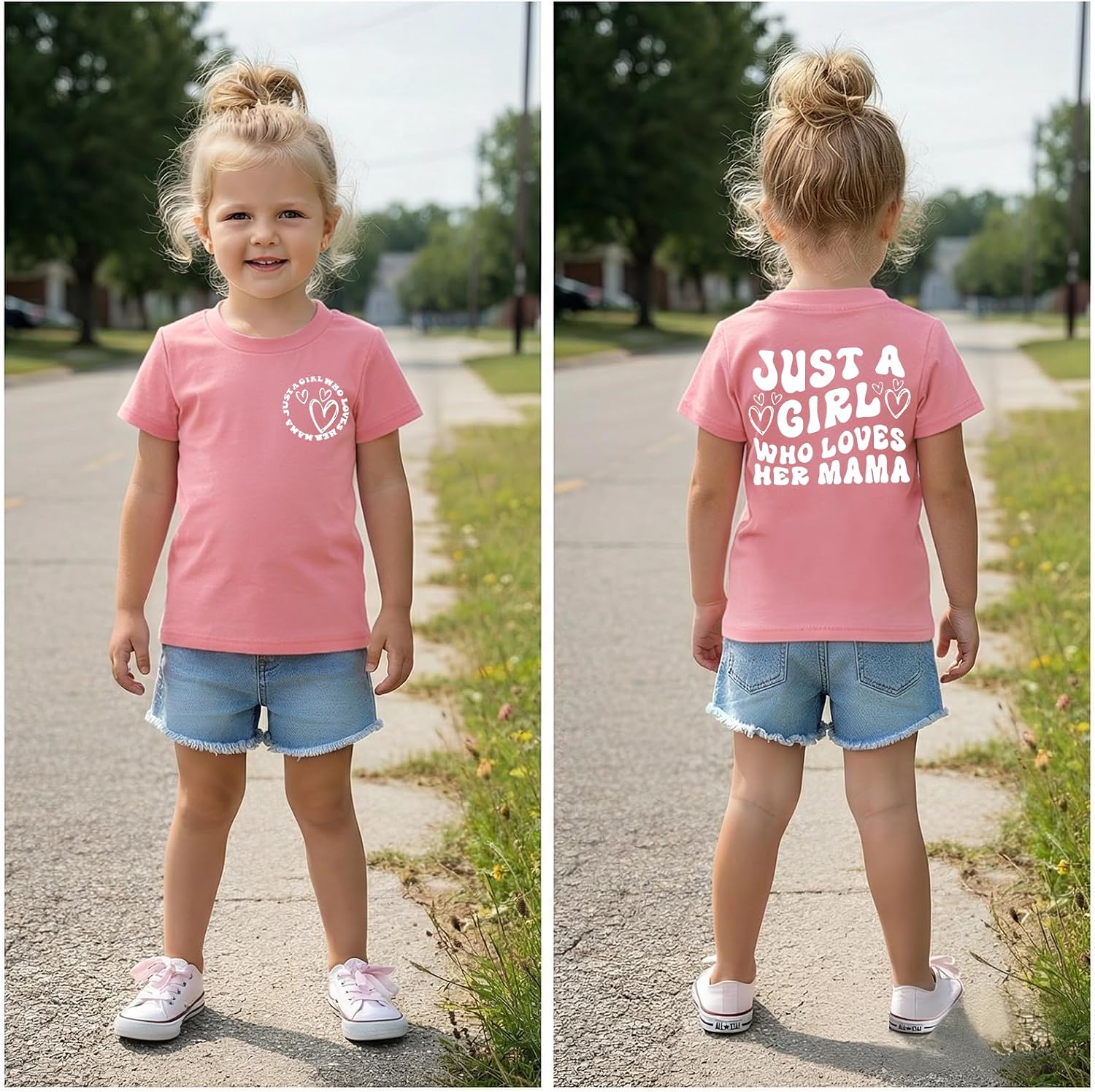 KEKEMI Kid Toddler Girl Mother's Day Shirt Just A Girl Who Loves Her Mama T-Shirt Cute Mothers Day Holiday Tee Summer Tops