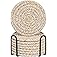 ABenkle 8 Pcs Drink Coasters with Holder, Cotton Woven Absorbent Coasters for Drinks, Minimalist Home Decor Coaster Set for W
