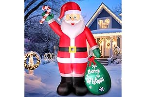8 FT Christmas Inflatable Santa Claus Outdoor Decor with Candy and Big Gift Bag