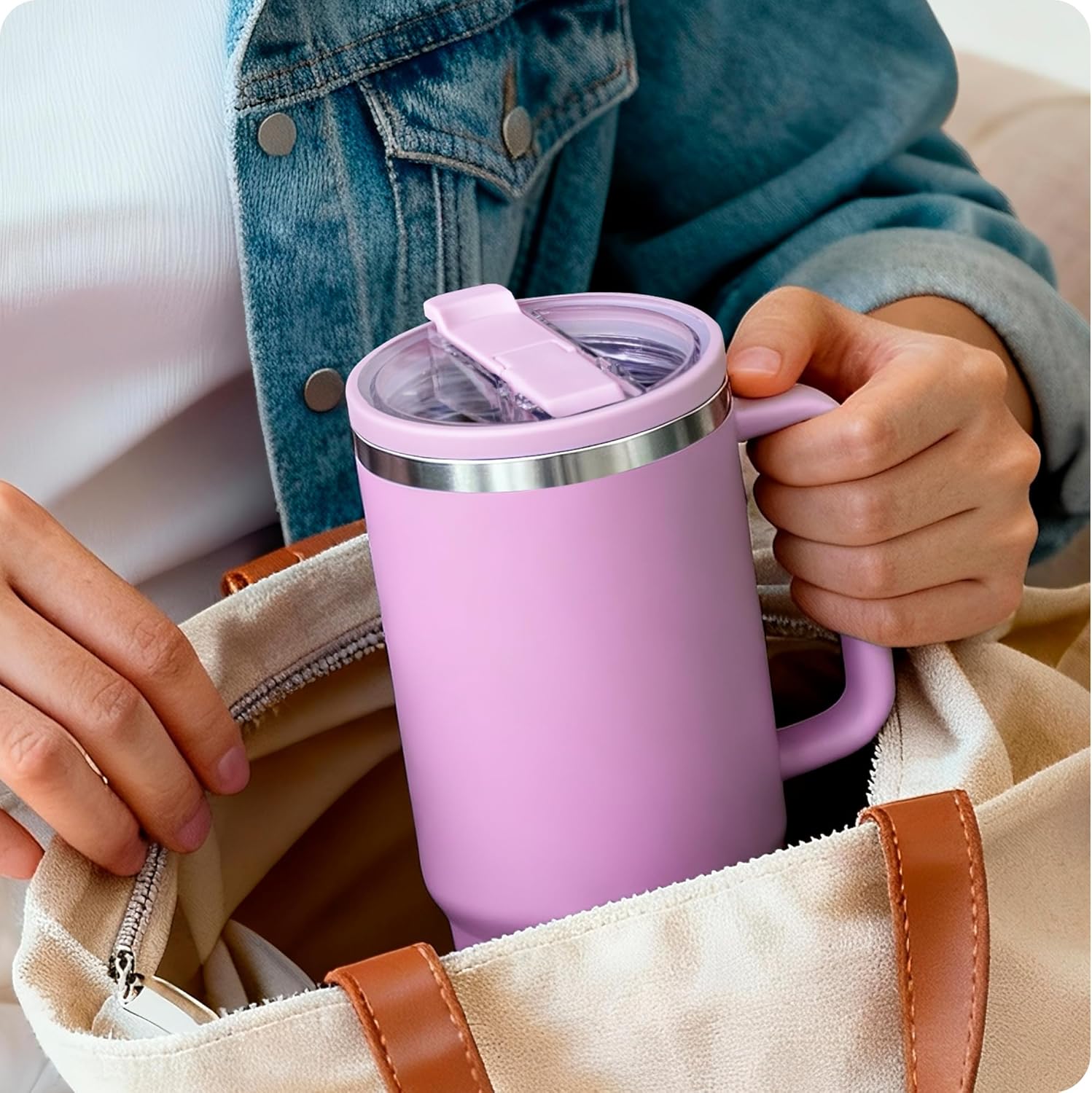 30 oz Leak Proof Flip Straw Lid for Stanley Quencher H2.0 and ProTour Tumbler, 30 oz Replacement Lid for Stanley Cup, Spill Proof(Rose Red) - Image 8