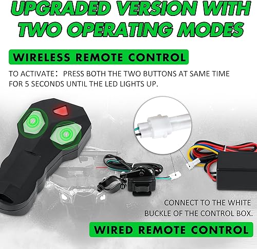 Miniatura 3 de Cabrestante eléctrico ATVUTV de 2500 libras, cabrestante de cable de acero impermeable de 12 V, cabrestante eléctrico con control remoto con cable y