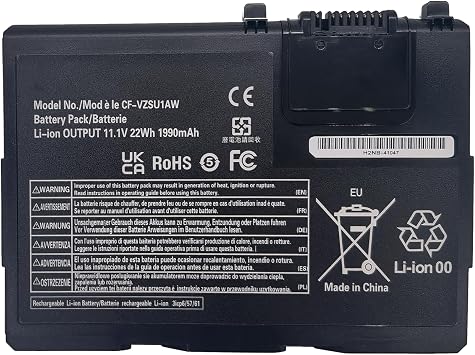CF-VZSU1AW Replacement Laptop Battery Compatible with Panasonic Toughbook Cf-33 12 inch CF-33MK1 CF-VZSU1AR CF-VZSU1AJS CF-VZSU1BW - 11.1V 22Wh