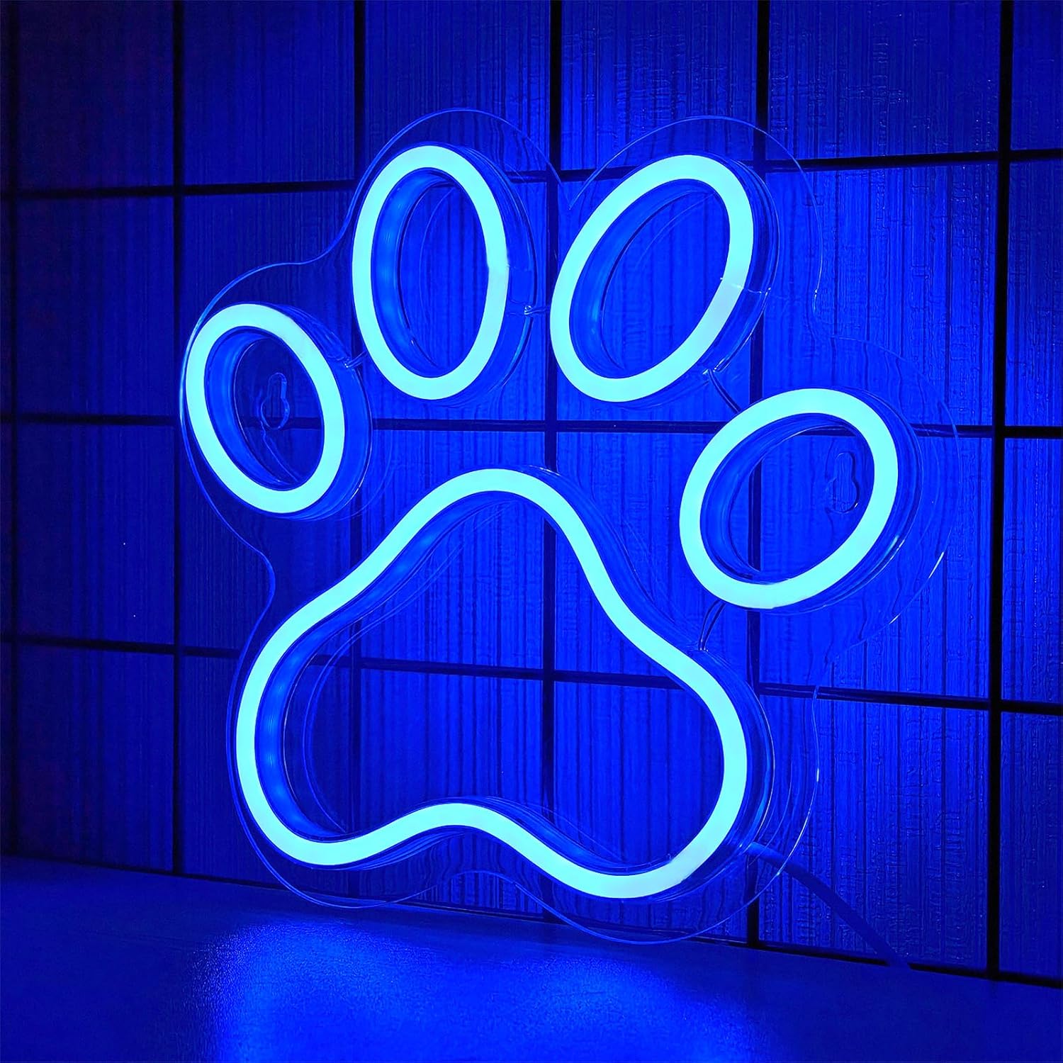 Dog Paw Neon Sign - Paw Print Neon Sign for Bedroom Wall Decor, USB Powered LED Dogs Light Signs, Brightness Dimmable, Cute Dog Gifts for Girls Boys Birthday Party Christmas - Blue