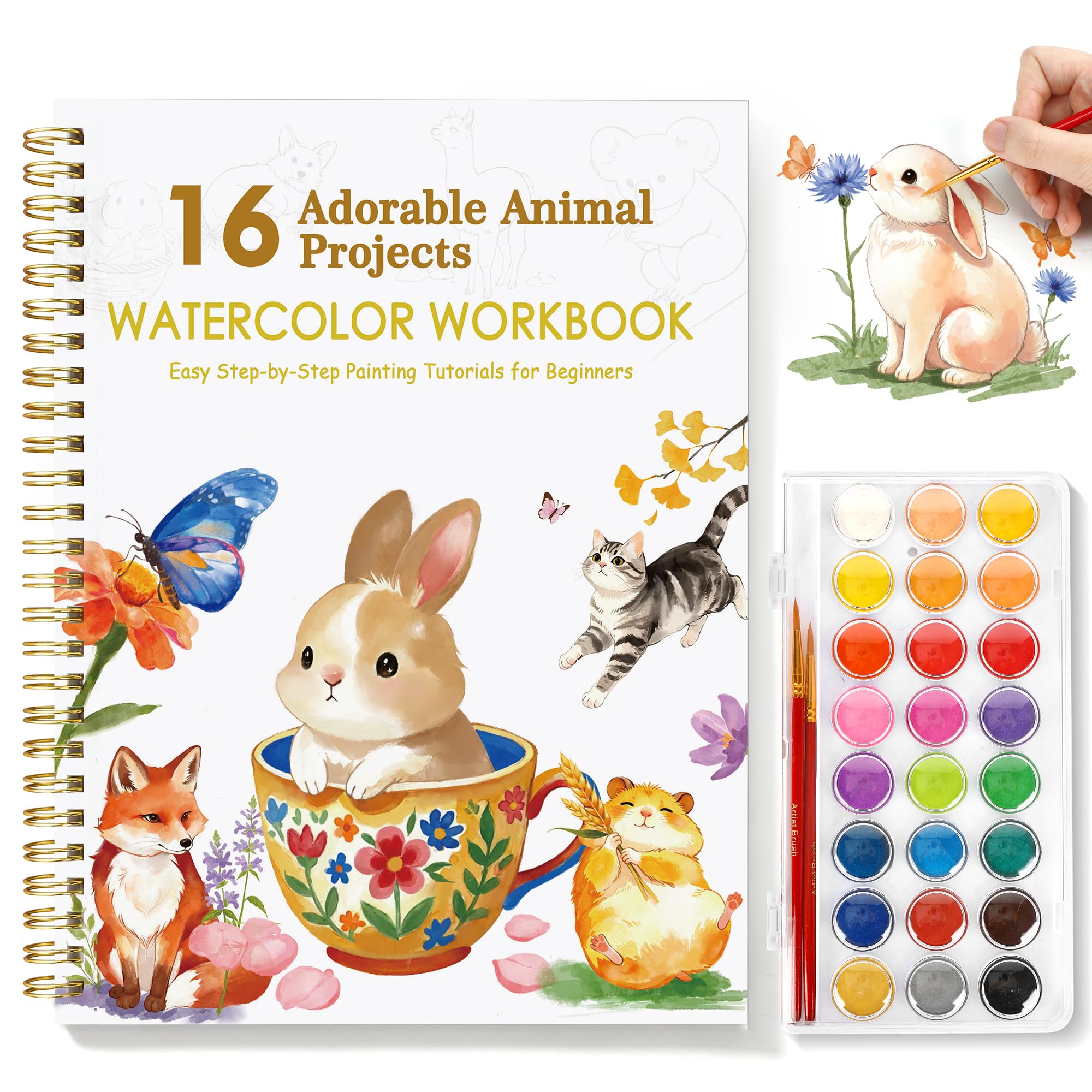 Watercolor Workbook for Beginners - Floral Painting Kit -10