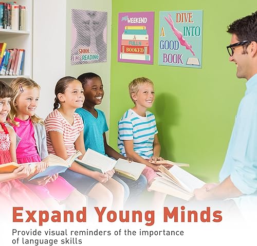 Miniatura 5 de S&O - Póster de lectura para aula, área de estudio, póster de centro de libros para escuela primaria, aprendizaje de alfabetización, espacio de