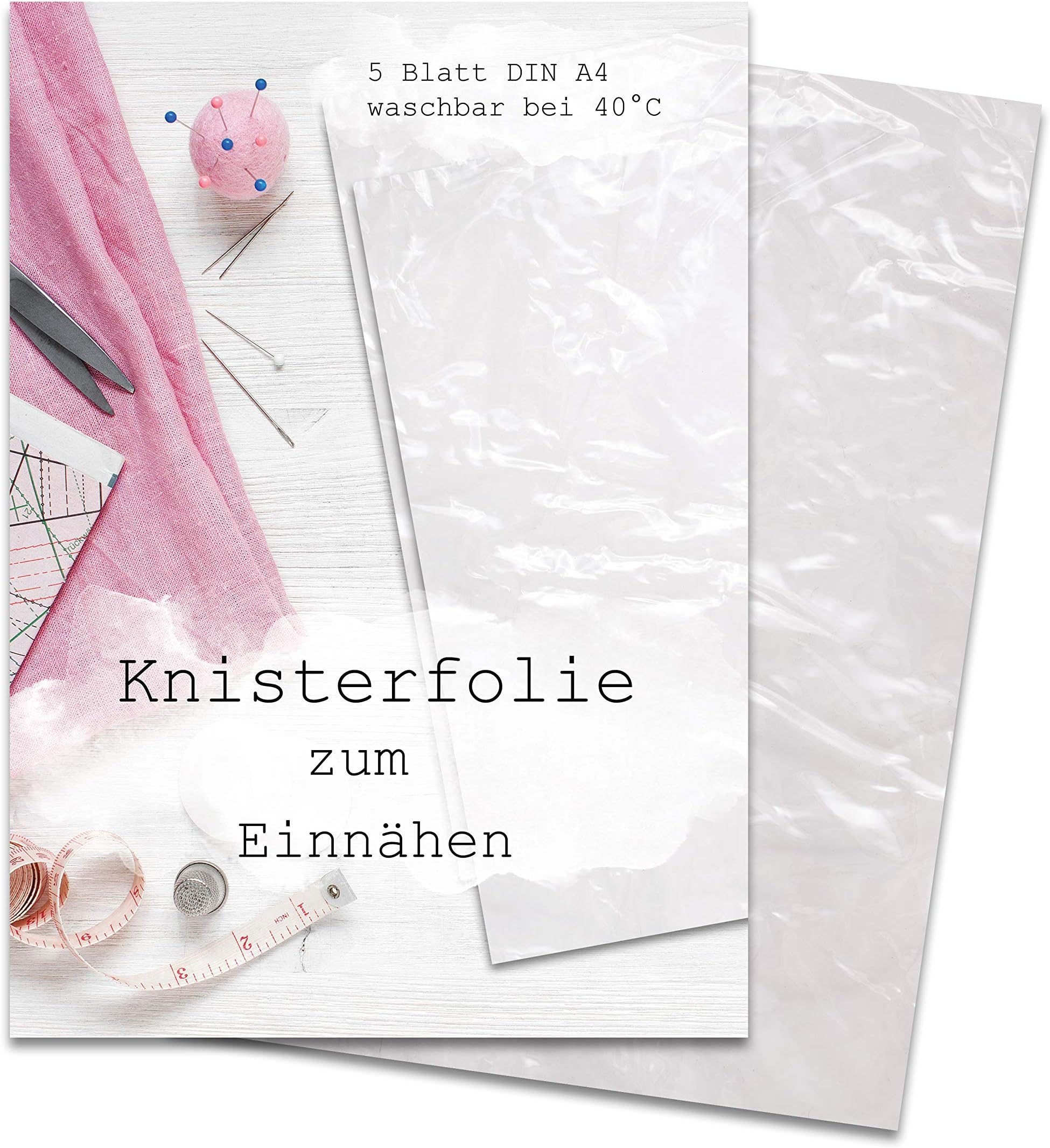 Nastami Crackling Foil for Sewing-In, 5 DIN A4 Sheets, White, Birthday