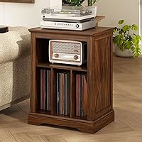 Vista 8 de Soporte para tocadiscos de granja, soporte para tocadiscos de 3 niveles con almacenamiento de discos de vinilo, estante de exhibición de gabinete