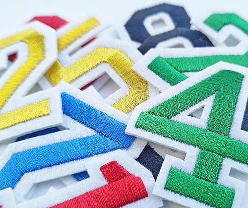Miniatura 2 de Bfuee 30 parches de números para planchar, apliques de números bordados del 0 al 9, parches de números para ropa, vestido, sombrero, calcetines,