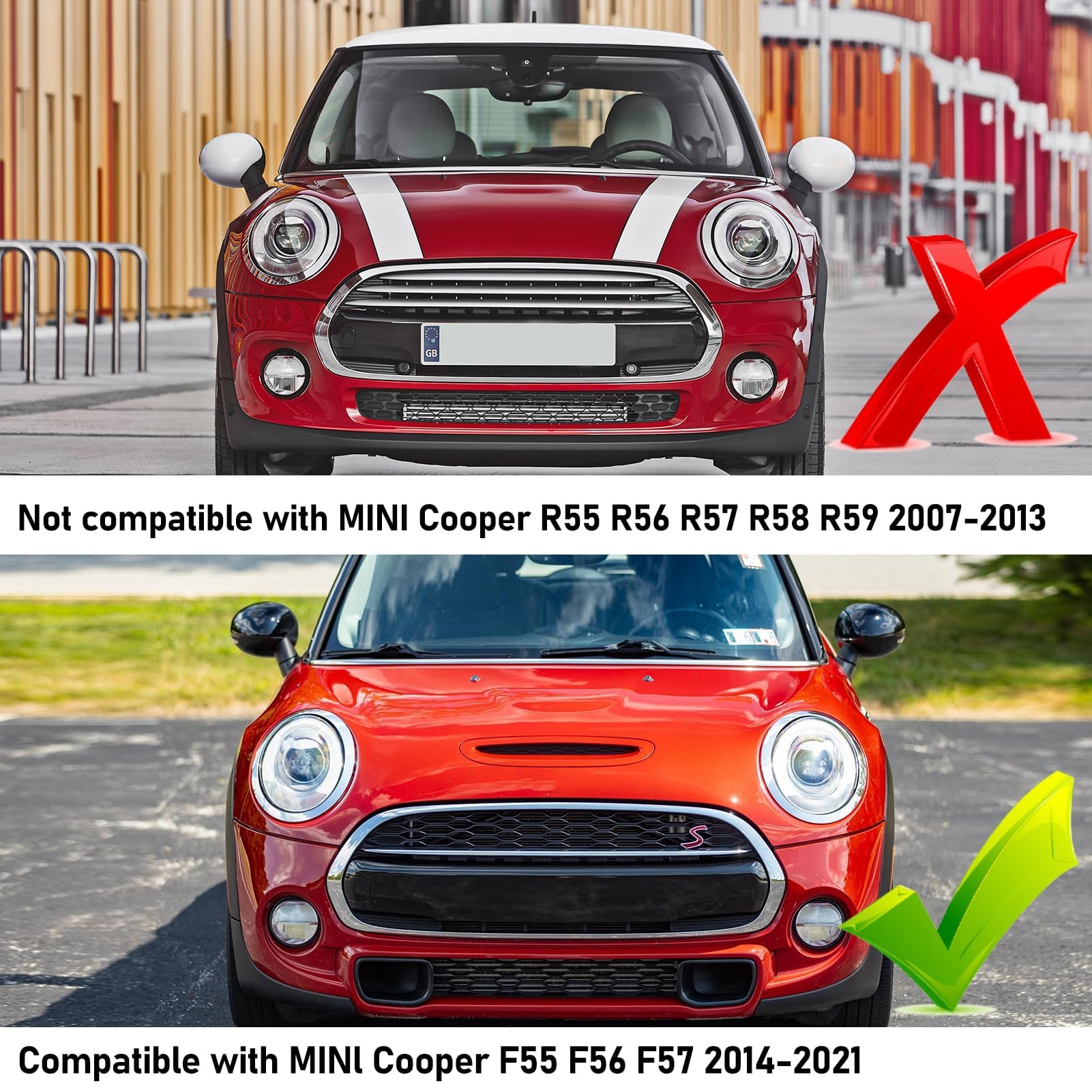 Abodvu Anelli Per Fari Mini Cooper 2014-2021 (F55 F56 F57) – Cornici Cromate 1 Paio, Sostituzione 51137300631 51137300632