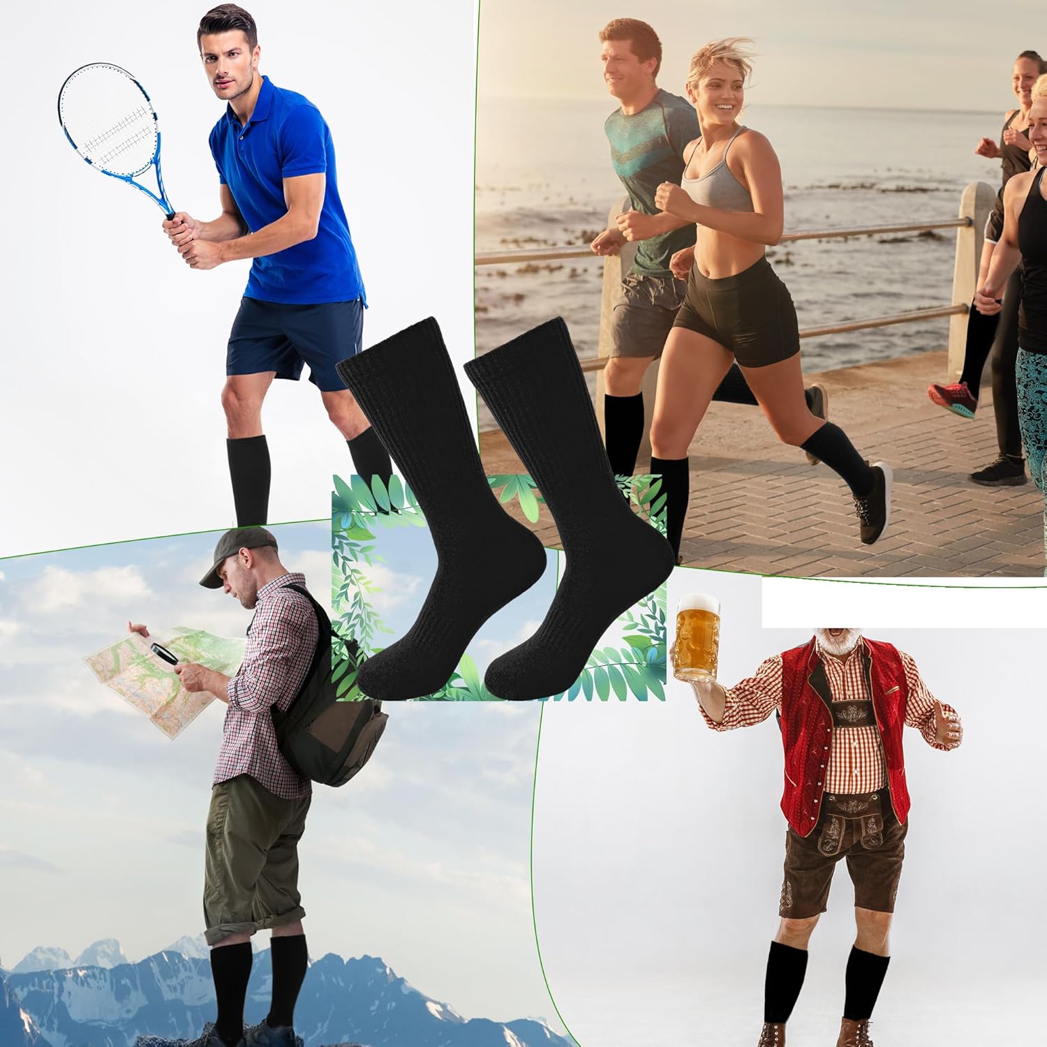 5 Pairs Military Green Socks Army Crew Sock Military Boot Socks for Men Women Working Outdoor - Image 5