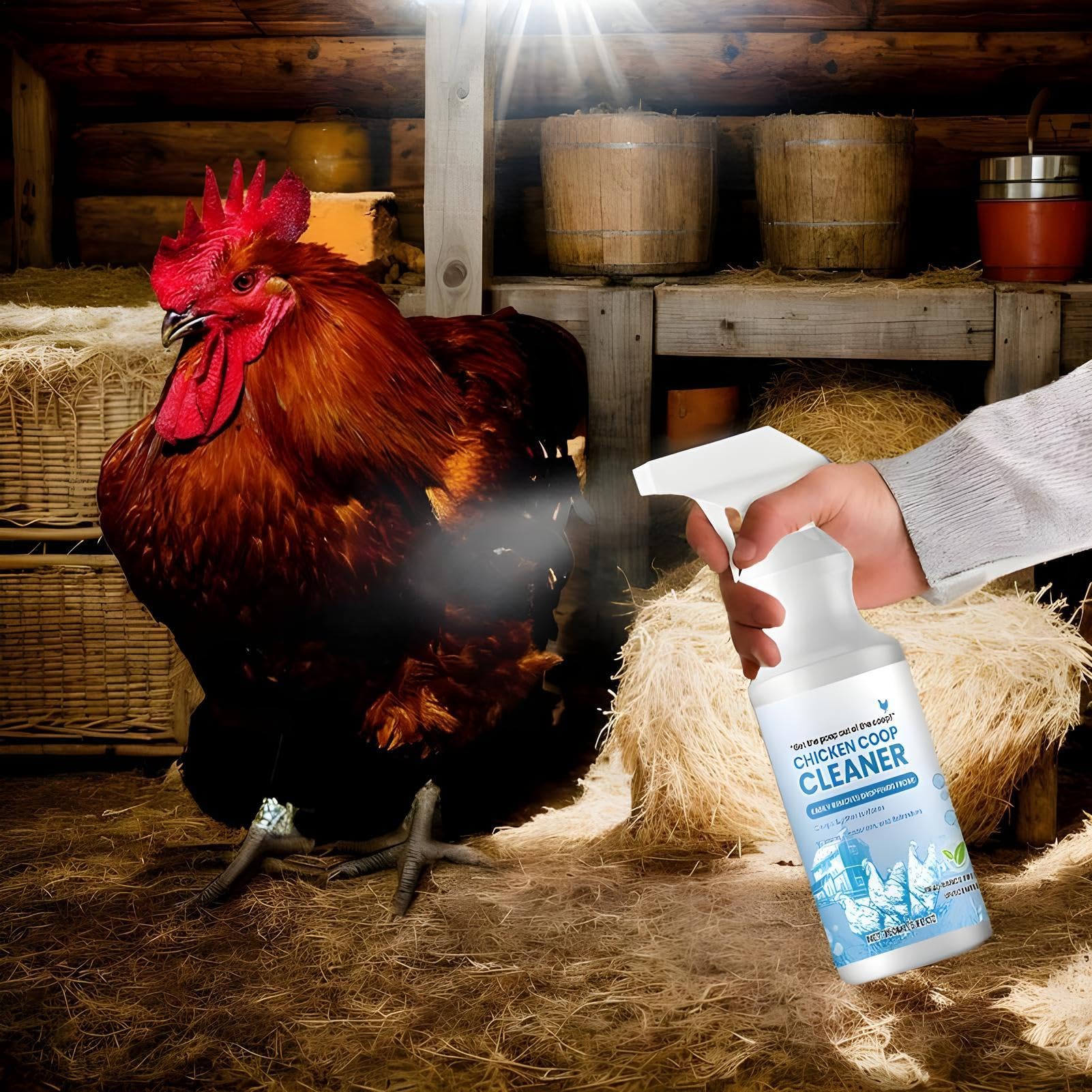 Coop Refresh,Spray de control de olores, limpiador y desodorante de gallineros, limpiador natural de segura para eliminar la suciedad y los olores