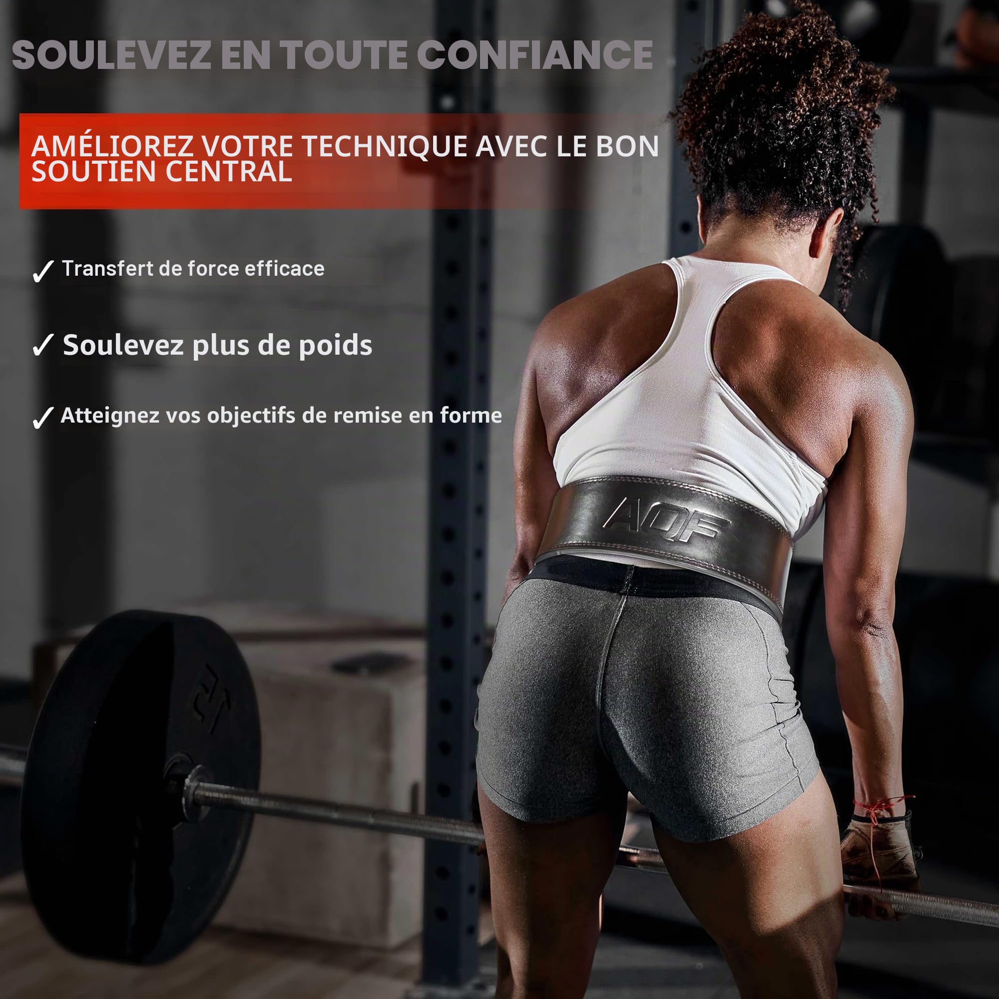 AQF Ceinture Musculation Levier, Cuir 13mm 4", Approuvée IPL & USPA