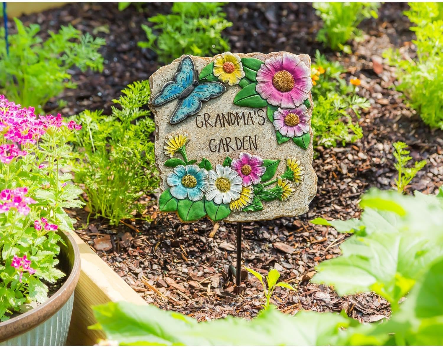 Grandma's Garden Flower and Butterfly Stepping Stone - Outside Décor