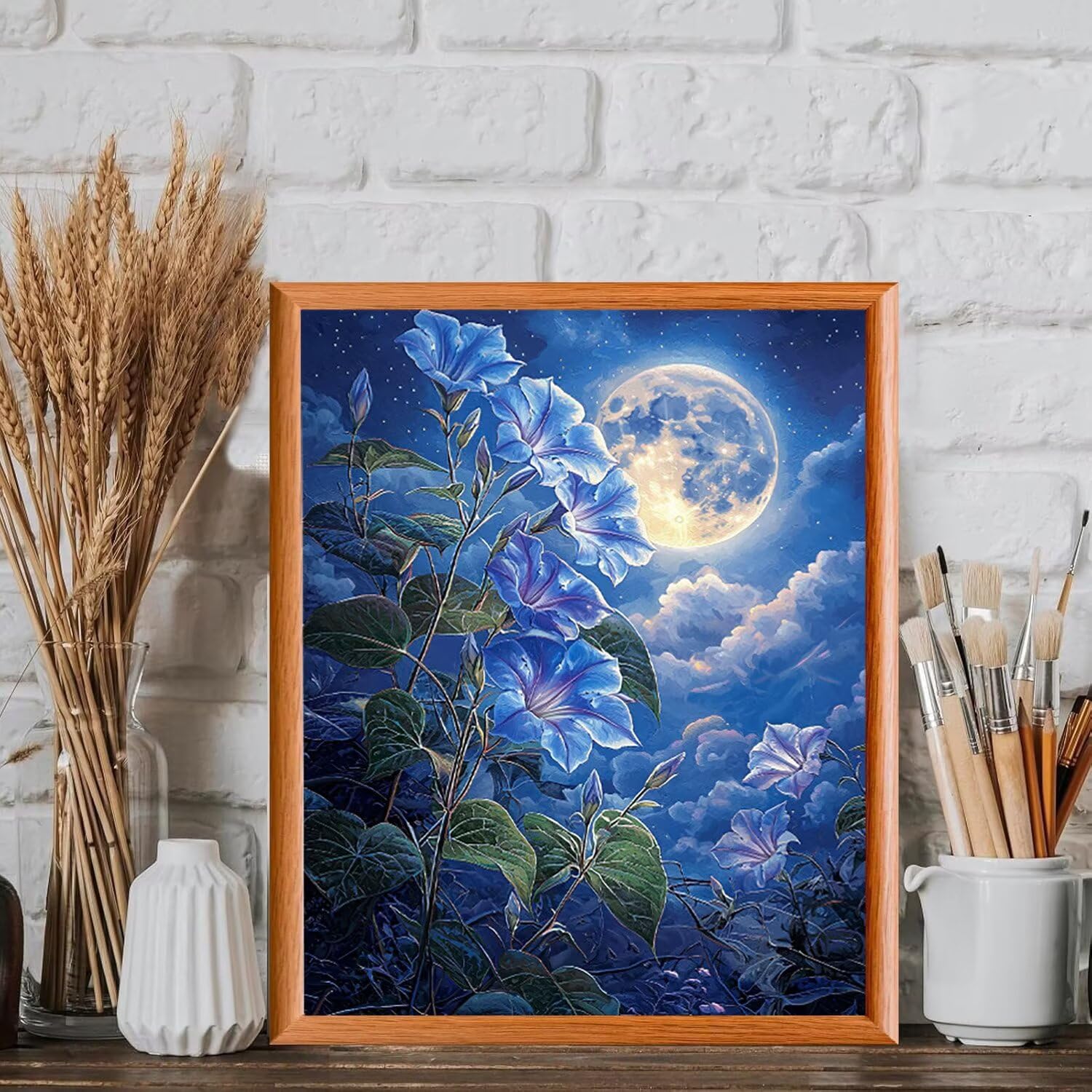 Fleur au clair de lune Peinture Numero Adulte Kits, 80x100cm m-1108