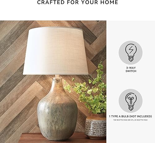 Miniatura 4 de Signature Design by Ashley Mari Contemporary - Lámpara de mesa de cristal de mercurio de 27.75 pulgadas, color gris y dorado